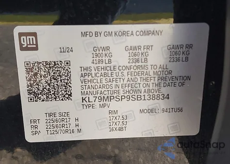 2025 Chevrolet Trailblazer Fwd Lt from USA, damaged, VIN KL79MPSP9SB138834